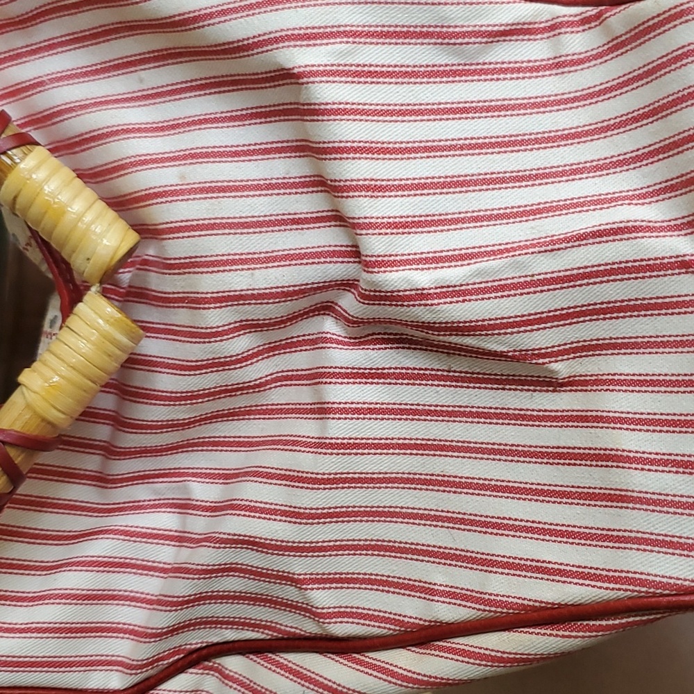 Brighton Bamboo Handle Doctor Bag Candy Stripe Red Rose Vintage Retro Style - Picture 12 of 13